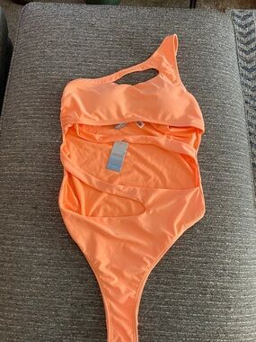 refuge Peach One-Shoulder Cutout Swimsuit